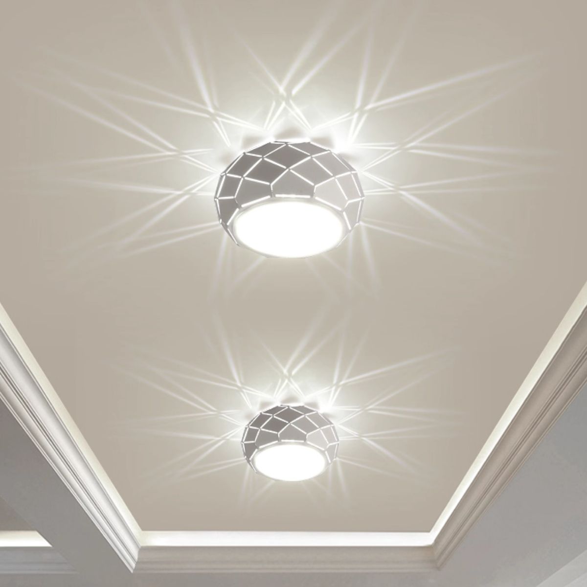 Lámpara LED De Techo Con Efecto Decorativo De Luz Geométrica. 5W. 6.2” (16cm) Luz Blanca