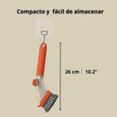 Cepillo Multifuncional De Limpieza Con Dispensador De Jabón. Ideal Para el Aseo De Cocinas Y Baños. Color Naranja.