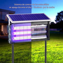 Lámpara Solar Mata Insectos Recargable. Antimosquitos 20W Triple Tubo UV Para Terrazas, Patios, Gazebos. Cobertura 200 m². 30x18x67.5cm.