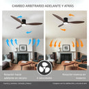 Abanico De Techo Con Lámpara. 3 tonos De Luz. 52'' Ventilador Con Control Remoto y APP. Fan 110V Color Chocolate