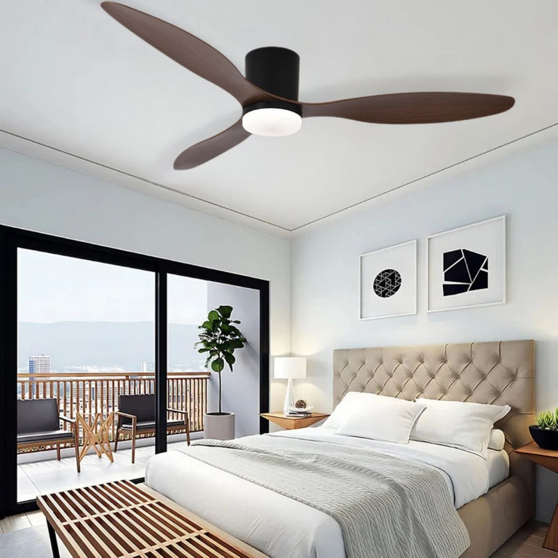 Abanico De Techo Con Lámpara. 3 tonos De Luz. 52'' Ventilador Con Control Remoto y APP. Fan 110V Color Chocolate