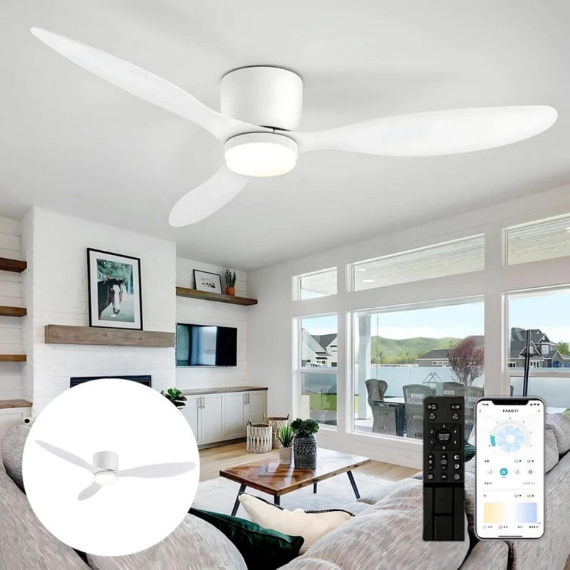 Abanico De Techo Con Lámpara. 3 Tonos De Luz. 42" Ventilador Con Control Remoto. Fan 110V Color Blanco.