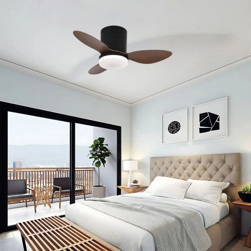 Abanico De Techo Con Lámpara. 3 Tonos De Luz. 25" Ventilador Con Control Remoto. Fan 110V Color Chocolate.