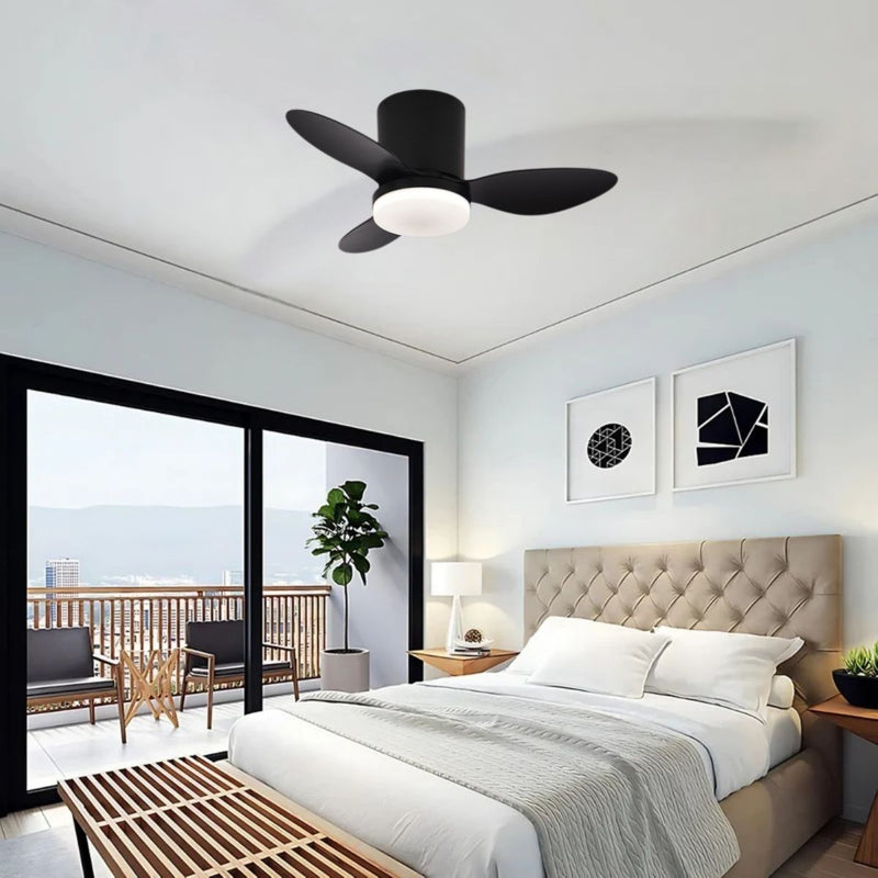 Abanico De Techo Con Lámpara. 3 Tonos De Luz. 25" Ventilador Con Control Remoto. Fan 110V Color Negro.