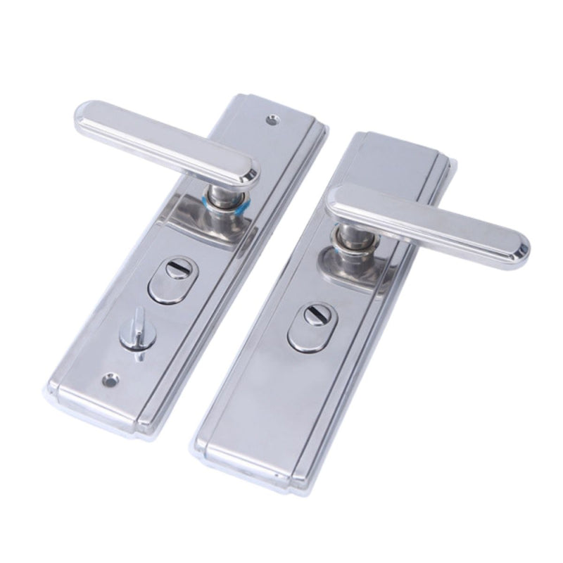 Manija (Chapa) De Puerta de seguridad De Doble Tracción. Tirador Doble Resorte Con Placa De Acero Inoxidable 280x70mm. Distancia entre orificios 235mm. Plateado (No Incluye Cerradura)