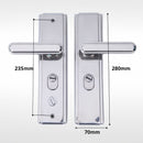Manija (Chapa) De Puerta de seguridad De Doble Tracción. Tirador Doble Resorte Con Placa De Acero Inoxidable 280x70mm. Distancia entre orificios 235mm. Plateado (No Incluye Cerradura)