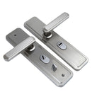 Manija (Chapa) De Puerta De Doble Tracción. Tirador Doble Resorte Con Placa De Acero Inoxidable 280x70mm. Distancia entre orificios 235mm. Plateado (No Incluiye Cerradura)