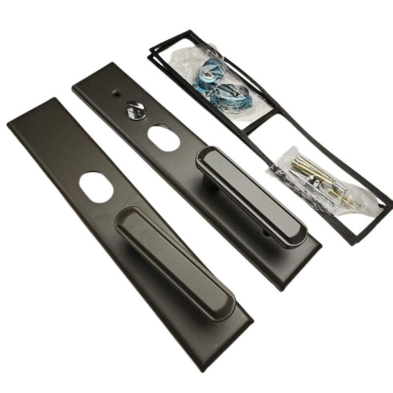 Manija De Puerta Móvil Doble (Interior Y Exterior) Antirrobo De Alta Seguridad Para Puertas De 5 Cm.  Apertura Izquierda o Derecha. Color Negro.