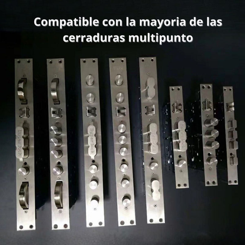Manija De Puerta Móvil Doble (Interior Y Exterior). Tirador Antirrobo De Seguridad.  Apertura Izquierda o Derecha. Color Plateado. 330x70mm
