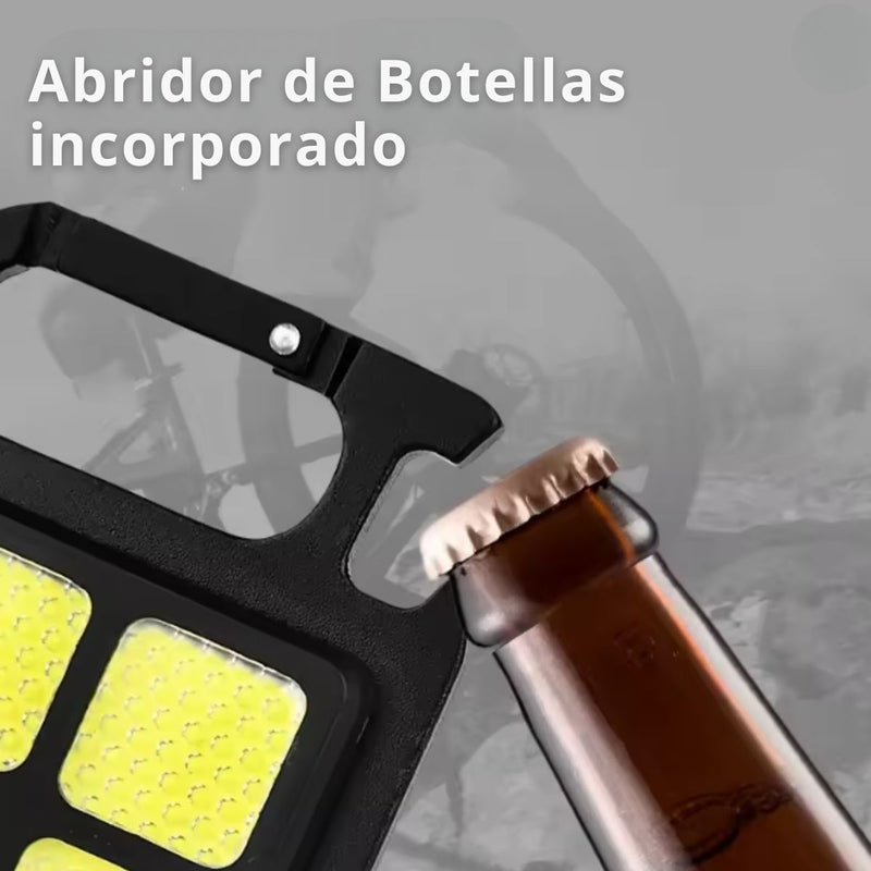 Linterna lámpara COB Led Recargable Portátil Con Abrebotellas Y Gancho. Luz De Trabajo Multifuncional 150 mAh De llavero carga USB.