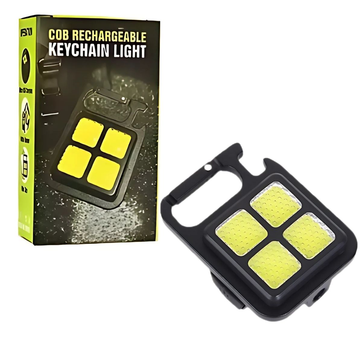 Linterna lámpara COB Led Recargable Portátil Con Abrebotellas Y Gancho. Luz De Trabajo Multifuncional 150 mAh De llavero carga USB.