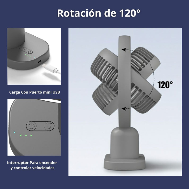 Abanico ventilador 5.5V De Escritorio Con Luz lampara Nocturna de batria USB-C 1000mAh