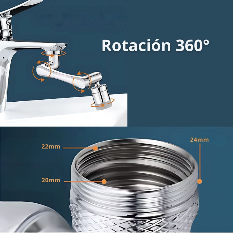 Adaptador boquilla Universal flexible para grifo de baño. Accesorio Giratorio Para Lavamanos. Y Cocina. Color plateado. Bronce niquelado