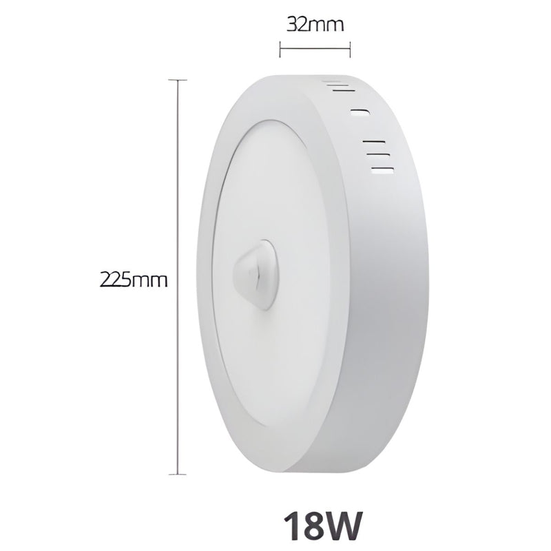 Lámpara De Techo Plafón LED 18W Con Sensor De Movimiento 8.8” (22.5cm). Luz Blanca.