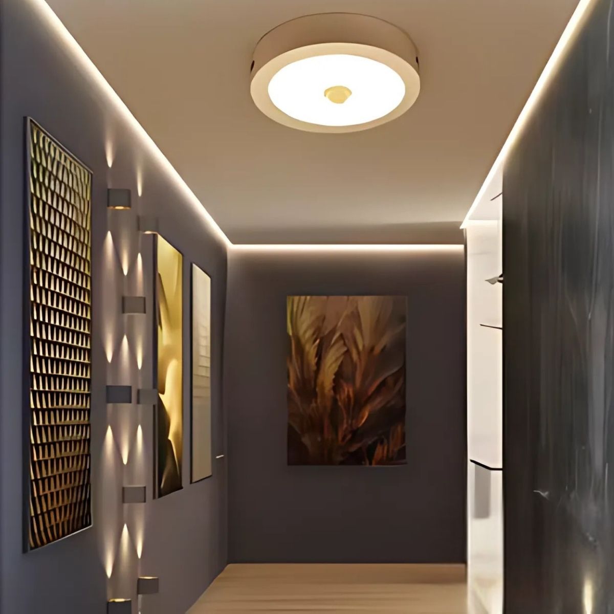 Lámpara De Techo Plafón LED 18W Con Sensor De Movimiento 8.8”(22.5cm). Luz Cálida.