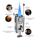 Encendedor Lighter Multifuncional De Antorcha Para Habanos 5 En 1, con cortador, punzon Triple Antorcha Recargable, Soplete De Butano Para Encender Puros. Zippo