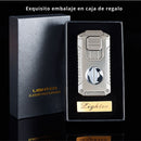 Encendedor Lighter Multifuncional De Antorcha Para Habanos 5 En 1, con cortador, punzon Triple Antorcha Recargable, Soplete De Butano Para Encender Puros. Zippo