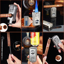 Encendedor Lighter Multifuncional De Antorcha Para Habanos 5 En 1, con cortador, punzon Triple Antorcha Recargable, Soplete De Butano Para Encender Puros. Zippo