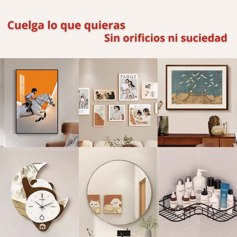 Gancho Adhesivo Para Colgar Cuadros En La Pared Sin clavos o Perforaciones. 2.6x2” (6.6x5.1cm). Color Blanco.