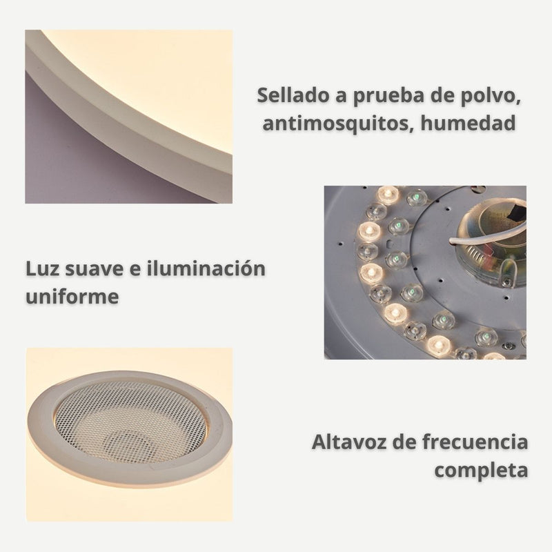 Lámpara De Techo Led Inteligente RGB Con Bocina Wifi Bluetooth Con Control Remoto Y App Tuya 36W 11.8” (30cm). Cobertura 5-10m².