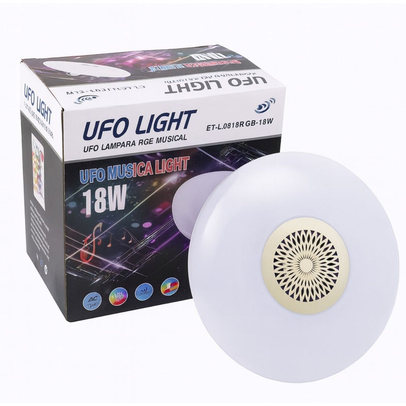 Foco LED RGB Y Luz Blanca 6500K Bluetooth Con Bocina. Lámpara Socket E27 Con Control Remoto. Bombillo Para Salas, Habitaciones, Gamers. 18W.6.3” (16CM)