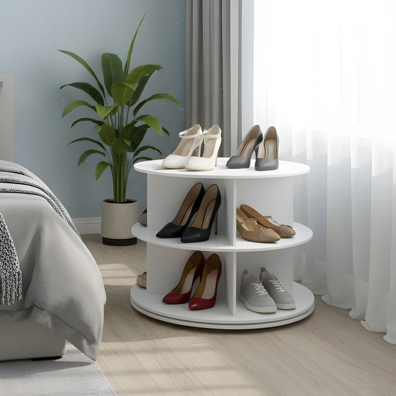 Organizador multifuncional giratorio De 2 Niveles. Mueble Zapatero Redondo De Almacenamiento. Estante Giratorio. Zapatos