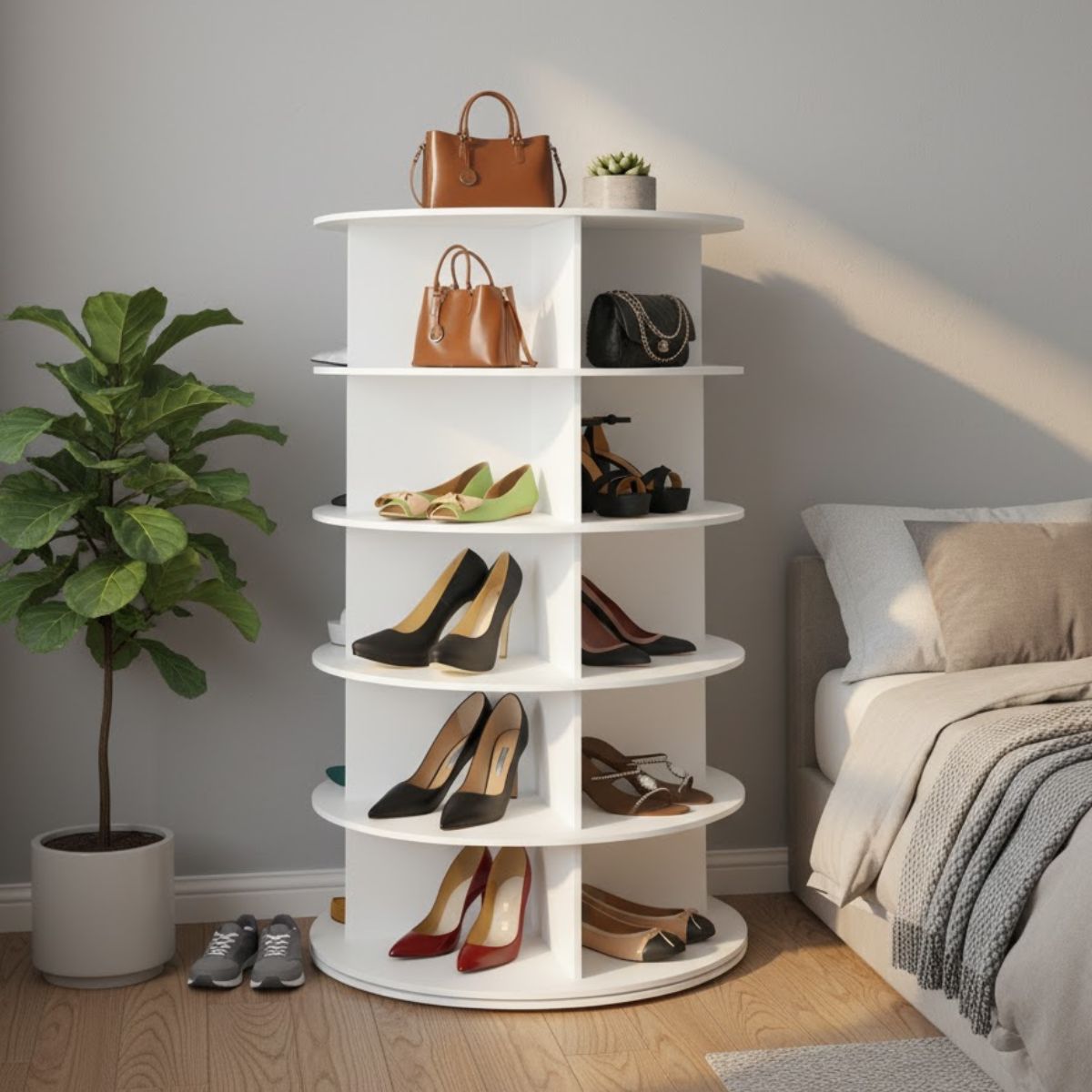 Organizador multifuncional giratorio De 5 Niveles. Mueble Zapatero Redondo De Almacenamiento. Estante Giratorio.  Zapatos