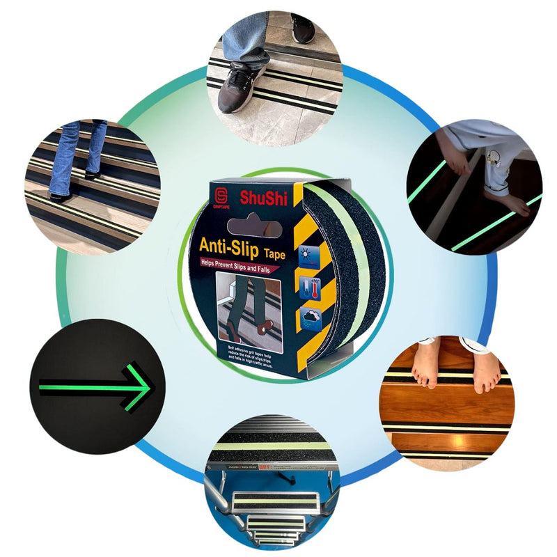 Cinta Antideslizante fluorescente Luminosa. Cinta De Seguridad Adhesiva Para Escaleras Y Pisos Con Brillo.