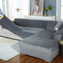 Funda Elástica para Sofá de 2 puestos (145–185 cm). Cubierta Protectora para sillón de Terciopelo Suave. Color Gris Claro.
