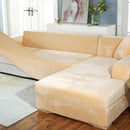 Funda Elástica para Sofá de 4 puestos (235–300 cm). Cubierta Protectora para sillón de Terciopelo Suave. Color Beige.