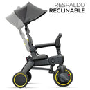 Coche Triciclo Plegable para Bebé con Bolsa y Reposabrazos Acolchado. Color Gris. Cochecito para niños.