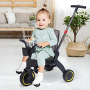 Coche Triciclo Plegable para Bebé con Bolsa y Reposabrazos Acolchado. Color Gris. Cochecito para niños.