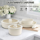 Ollas y sartenes Antiadherentes con Mangos Desmontables (Set de 11 Piezas). Apto para todo tipo de estufas. Incluye 2 tapas de vidrio.