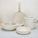 Ollas y sartenes Antiadherentes con Mangos Desmontables (Set de 11 Piezas). Apto para todo tipo de estufas. Incluye 2 tapas de vidrio.