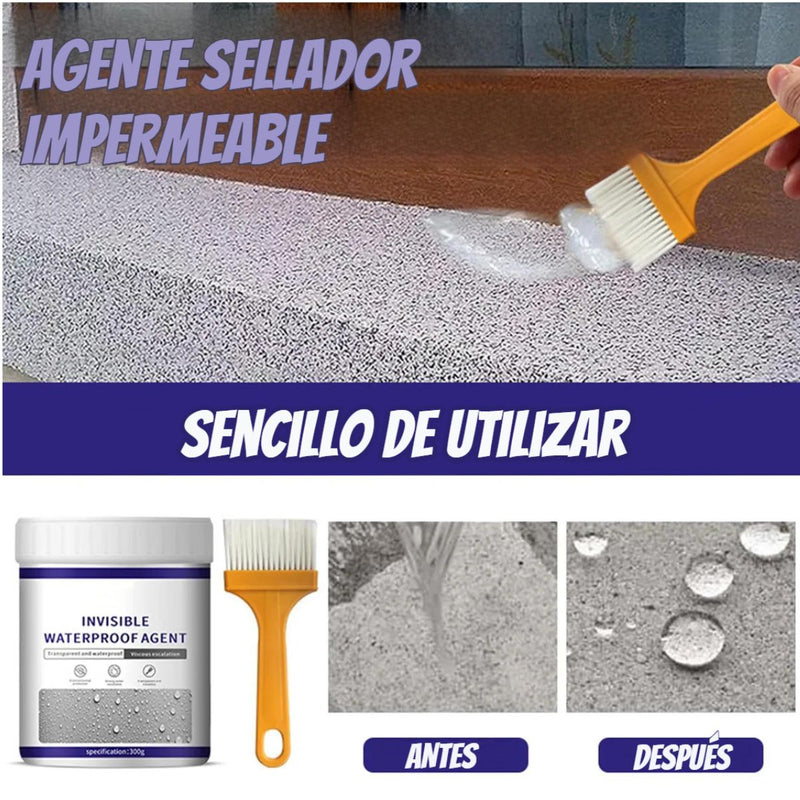 Sellador Impermeable Invisible 300g con Brocha Aplicadora. Agente Líquido Transparente de Alta Resistencia para Sellado a Prueba de Agua.
