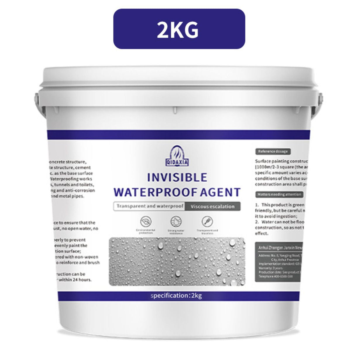 Sellador Impermeable Invisible 2kg. Agente Líquido Transparente de Alta Resistencia para Sellado a Prueba de Agua.
