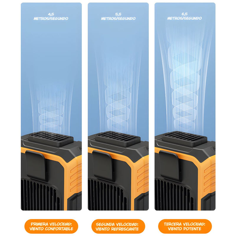 Ventilador Portátil Recargable con Clip. Mini Abanico de Cintura USB de 3 Velocidades.