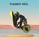 Coche Triciclo Evolutivo 9 en 1 para Bebé con Capota y Barra de Empuje Ajustable. Color Negro con Amarillo. Cochecito Infantil Plegable.