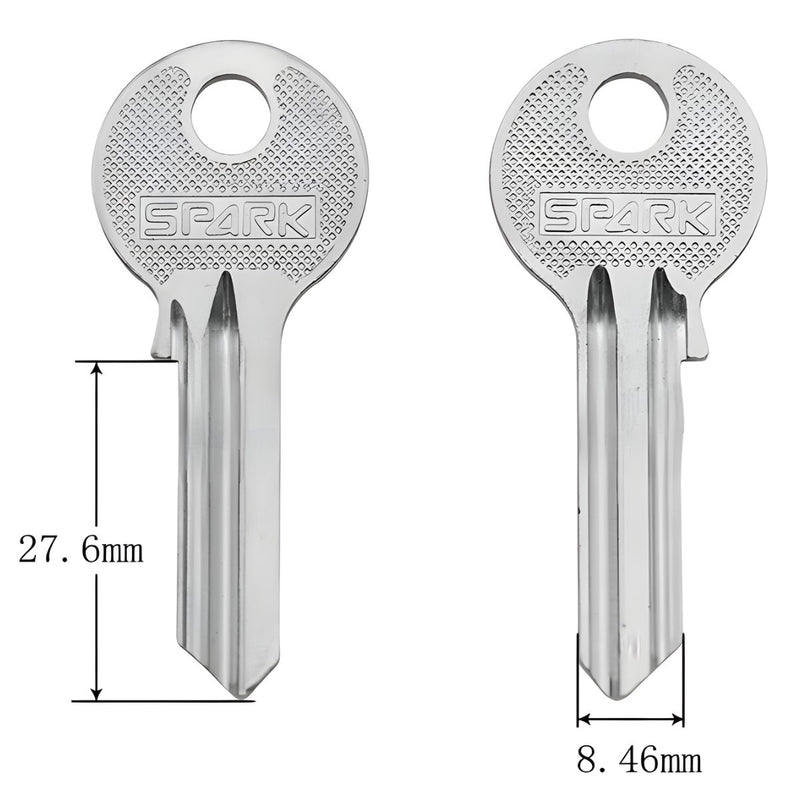 Llave en Blanco Metálica con Cabeza Redonda Antideslizante (27.6mmx8.46mm). Ideal para copia o Duplicado de Cerraduras.