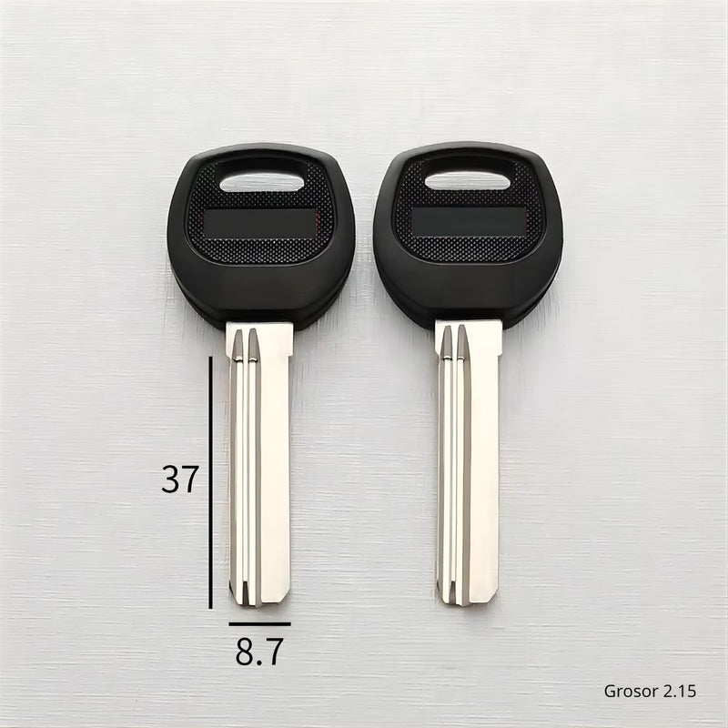 Llave en Blanco con Cabeza Plástica Reforzada (37mmx8.7mm). Ideal para copia o Duplicado Automotriz. Derecha