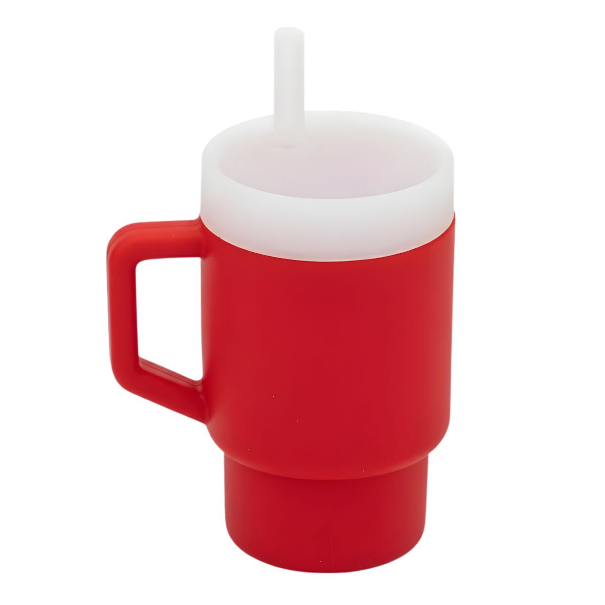 Vaso de Silicón con carrizo 310 ml. Botella de agua Antiderrame para Niños. Color Rojo.