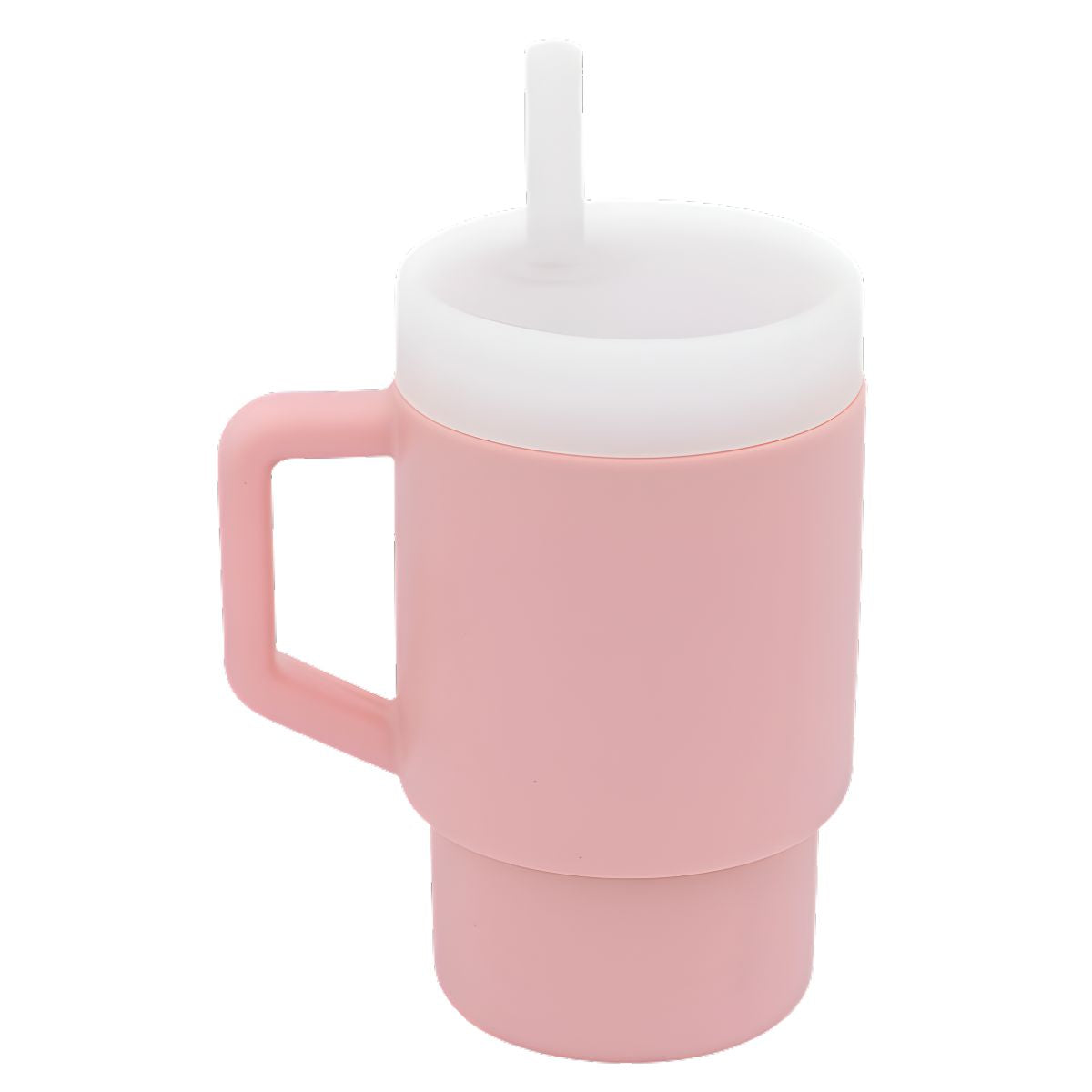 Vaso de Silicón con carrizo 310 ml. Botella de agua Antiderrame para Niños. Color rosado.