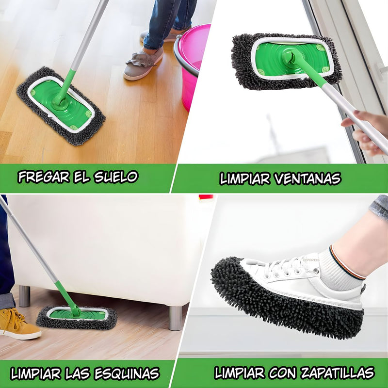 Funda de Microfibra Reutilizable para Mopa o Trapeador. Repuesto Lavable de Alta Absorción. Color Gris. Tamaño Pequeño 25.3×11.5cm.
