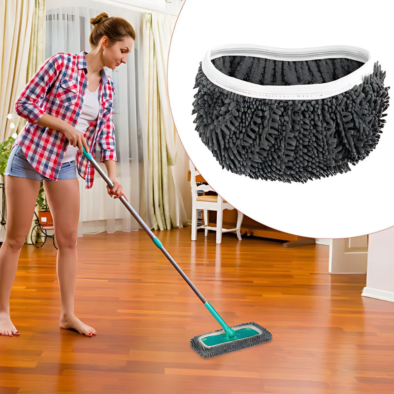 Funda de Microfibra Reutilizable para Mopa o Trapeador. Repuesto Lavable de Alta Absorción. Color Gris. Tamaño Pequeño 25.3×11.5cm.