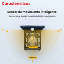 Lámpara Solar Decorativa con Sensor de Movimiento 1200 mAh. Foco LED con Panel Solar. Luz Cálida para Jardín o Pared Exterior.