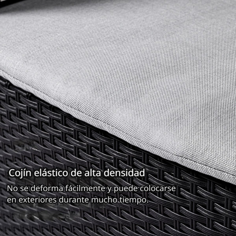 Sillas Y Mesa De Exterior Con Cojines De Polietileno PE Ratán Sintético. Muebles De Exterior Para Terraza, Balcón Y Jardín (Set de 2 Sillas + Mesa de centro). Viene desarmado