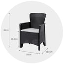 Sillas Y Mesa De Exterior Con Cojines De Polietileno PE Ratán Sintético. Muebles De Exterior Para Terraza, Balcón Y Jardín (Set de 2 Sillas + Mesa de centro). Viene desarmado