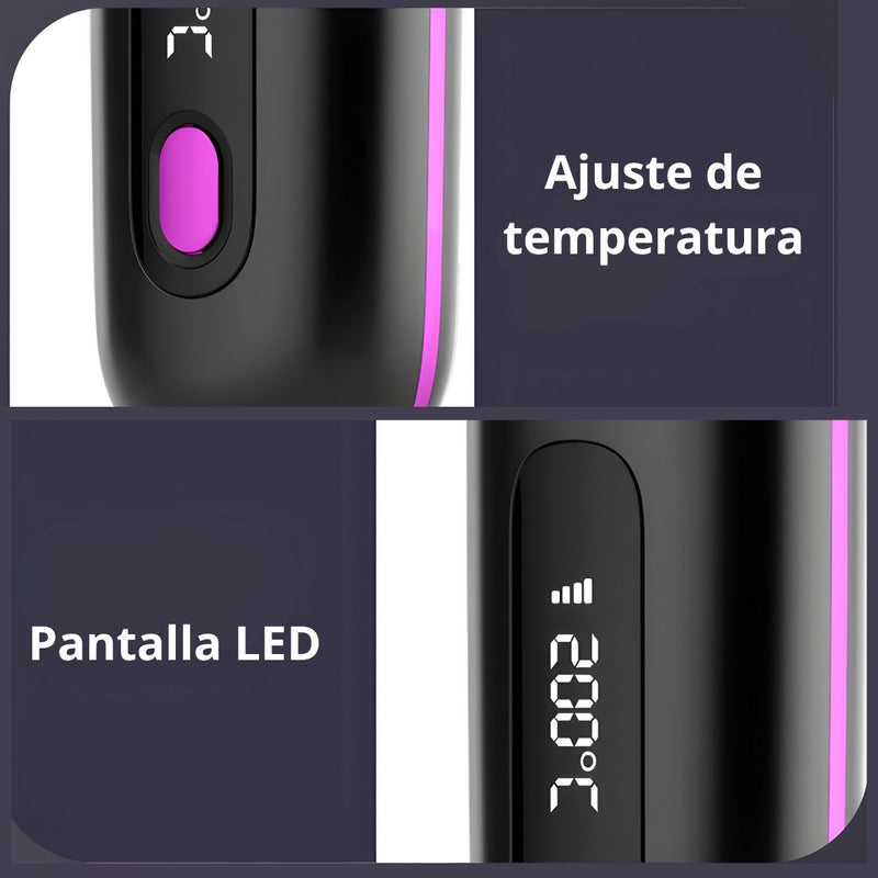 Cepillo Blower Alisador De Cabello Con Temperatura Ajustable, Pantalla LED Y Puerto Tipo C. Peine Eléctrico Portátil Para Alisar, Peinar Y Moldear. 35W. 5V.