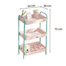 Carrito Organizador Metálico De 3 Niveles 17x12x 28” (43x30x73Cm) Carrito Auxiliar Multifuncional Para Hogar, Oficina, Cocina Y Baño. Color Rosa Y Celeste