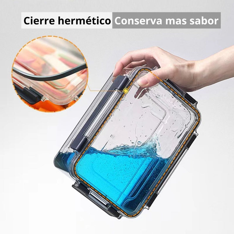 Recipiente Hermético De Almacenamiento Apilable De 550ml De PET Grado Alimenticio. Vasija De Comida Para Microondas Y Refrigerador. Caja De Almacenamiento Sellada.